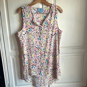 CeCe Multicolor Geometric Sleeveless Blouse - size L -